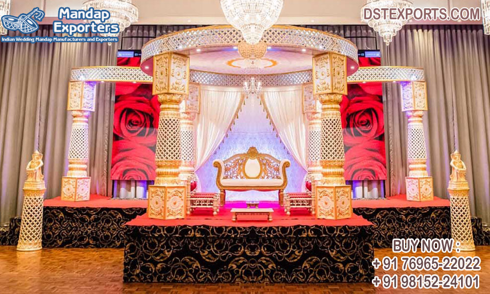 Rajwada Wedding FRP Jali Pillars Mandap Decor