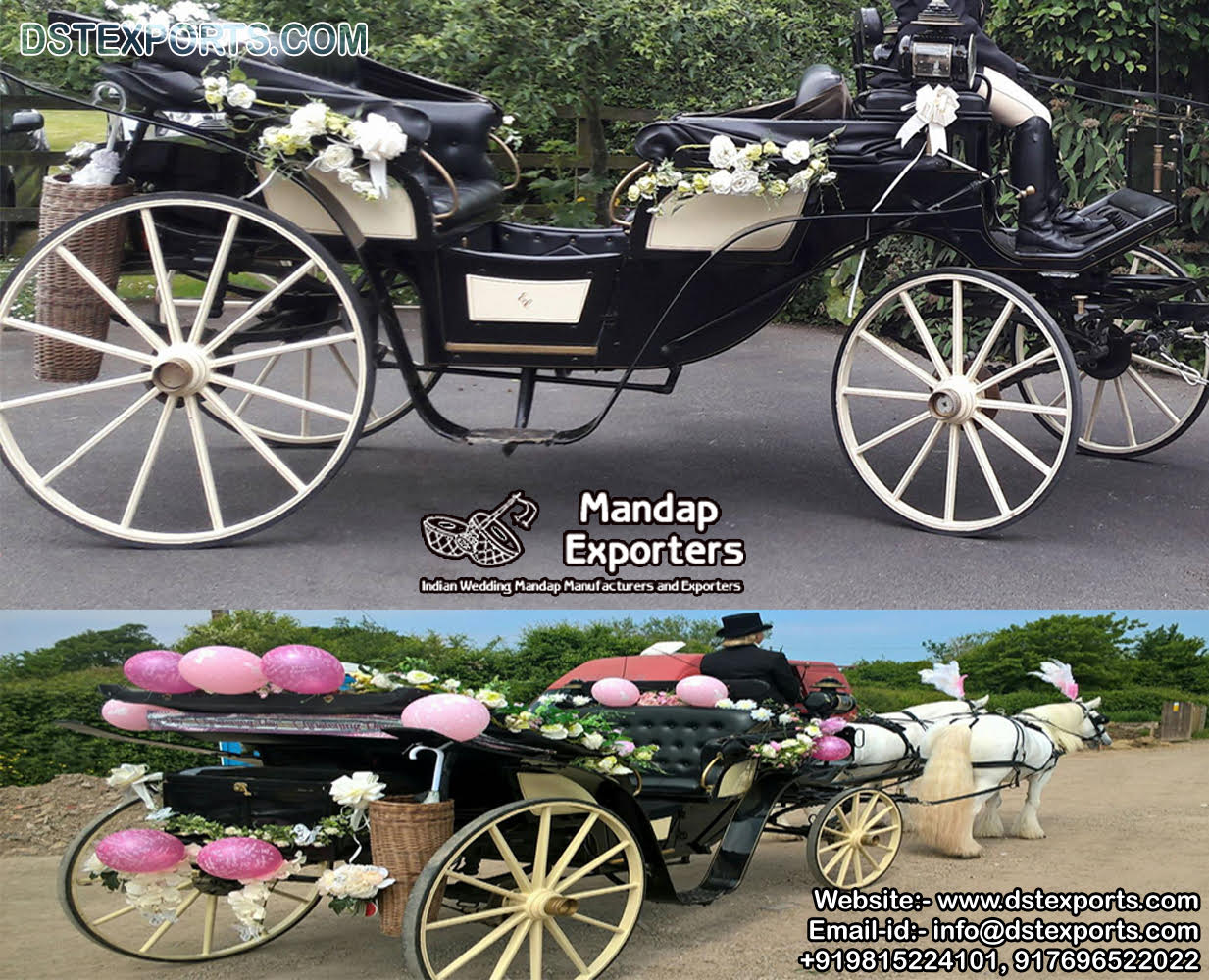 Wedding Horse Driven Carriages with Twin Hood