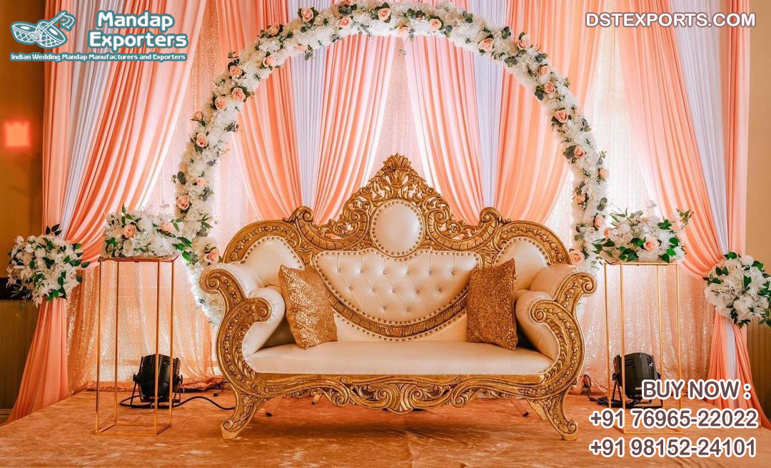 Hindu Wedding Reception Stage Bride Groom Couch