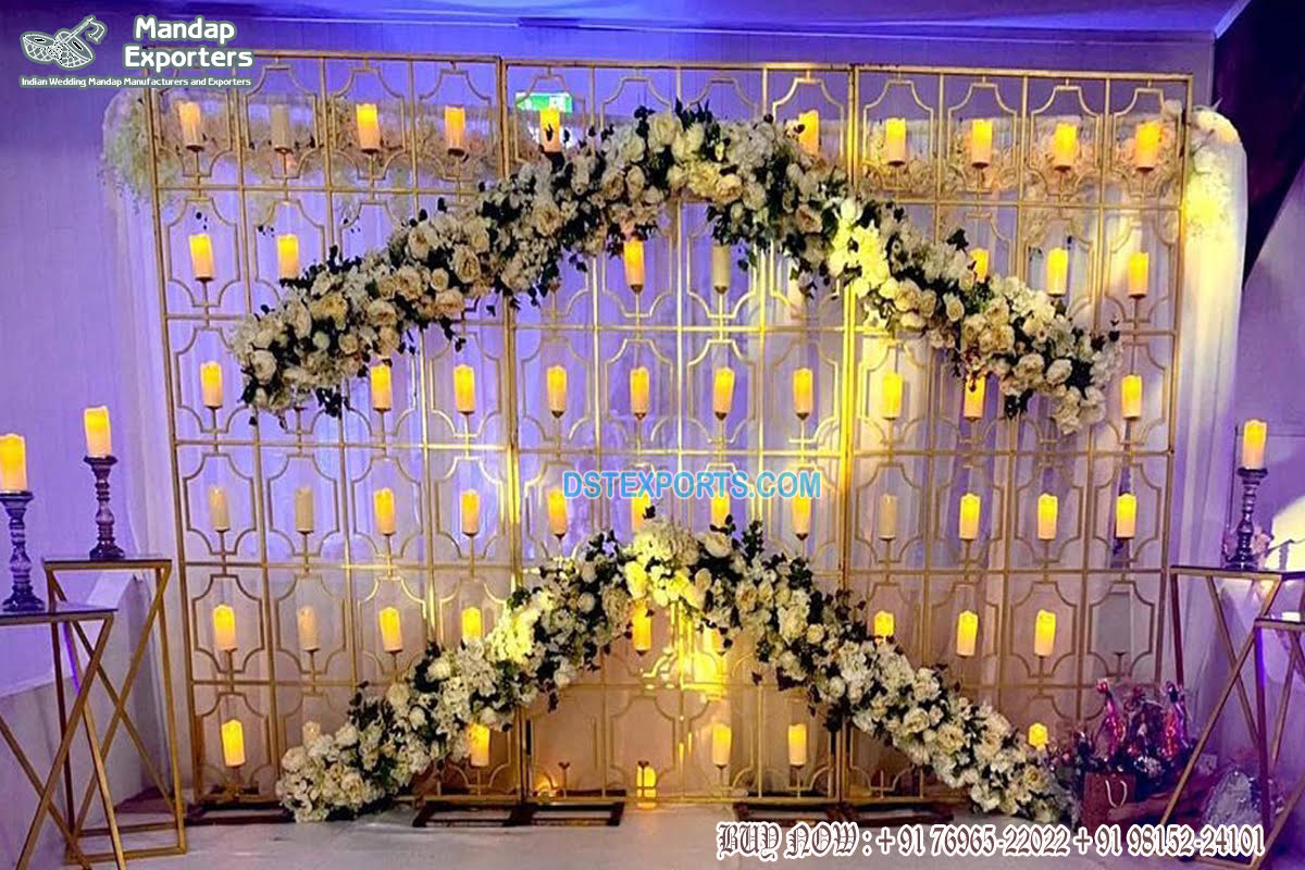 Prettiest Metal Candle Wall For Wedding Stage