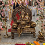 Traditional Wedding Golden Singhasan Ganesha Statue