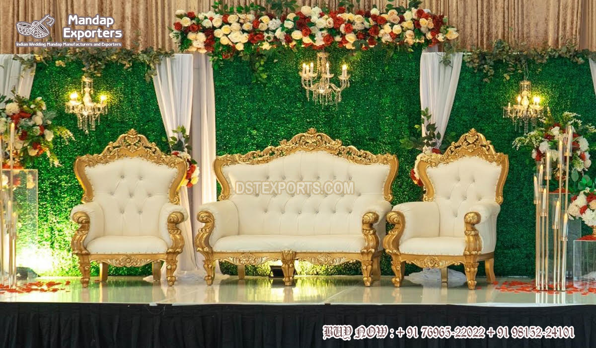 Golden Finish Wedding Reception Stage Sofa Set Golden Finish Wedding Reception Stage Sofa Set