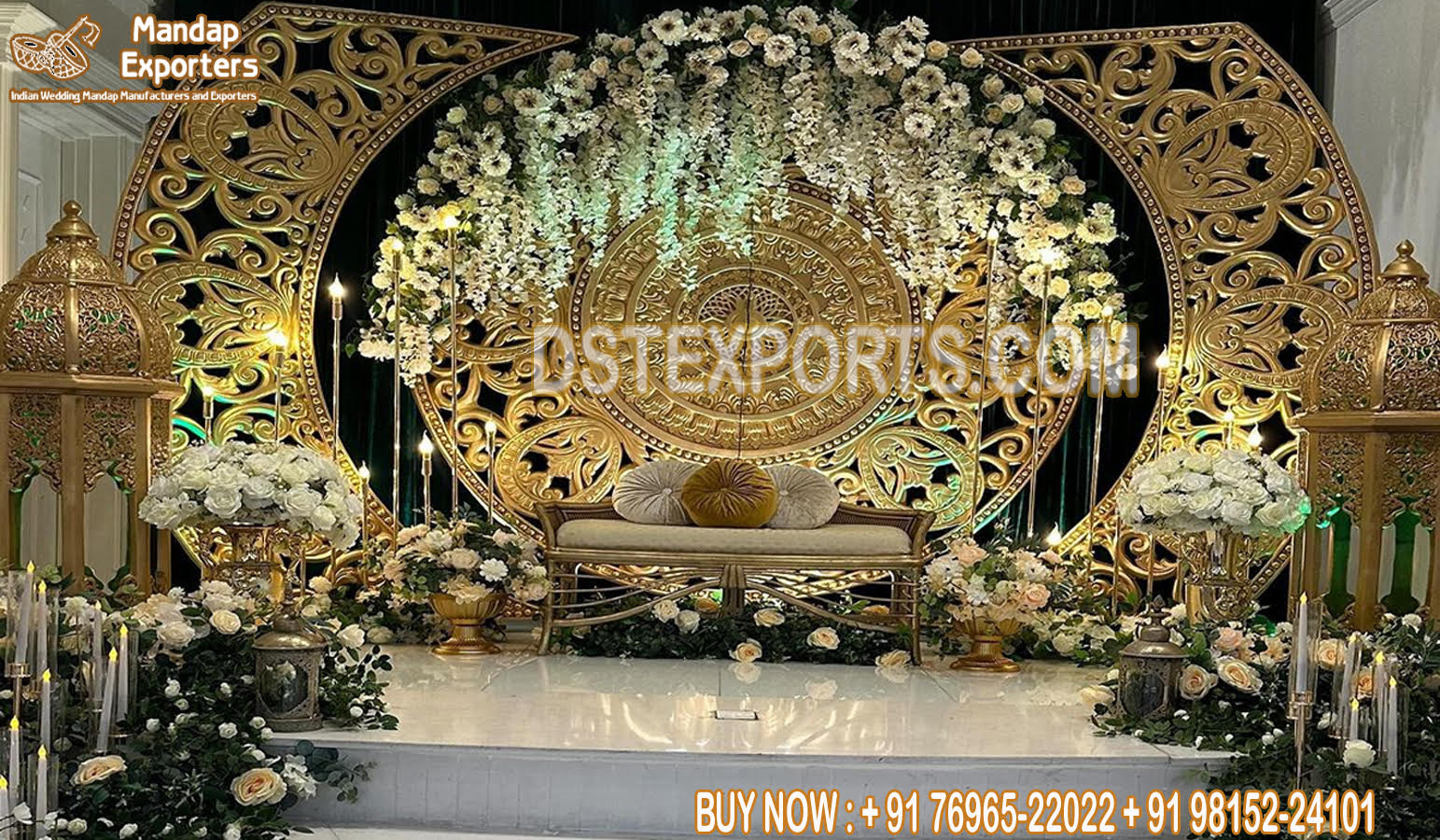 Gorgeous FRP Golden Backdrop Frame For Weddings