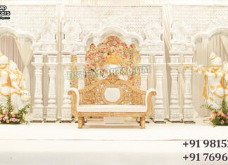 Radha Krishna Theme Gujarati Wedding Stage