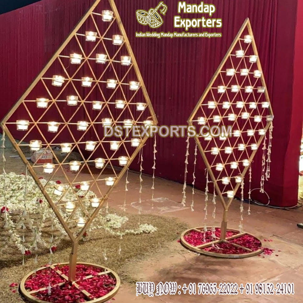 Diamond Shape Candle Wall For Wedding Walkway