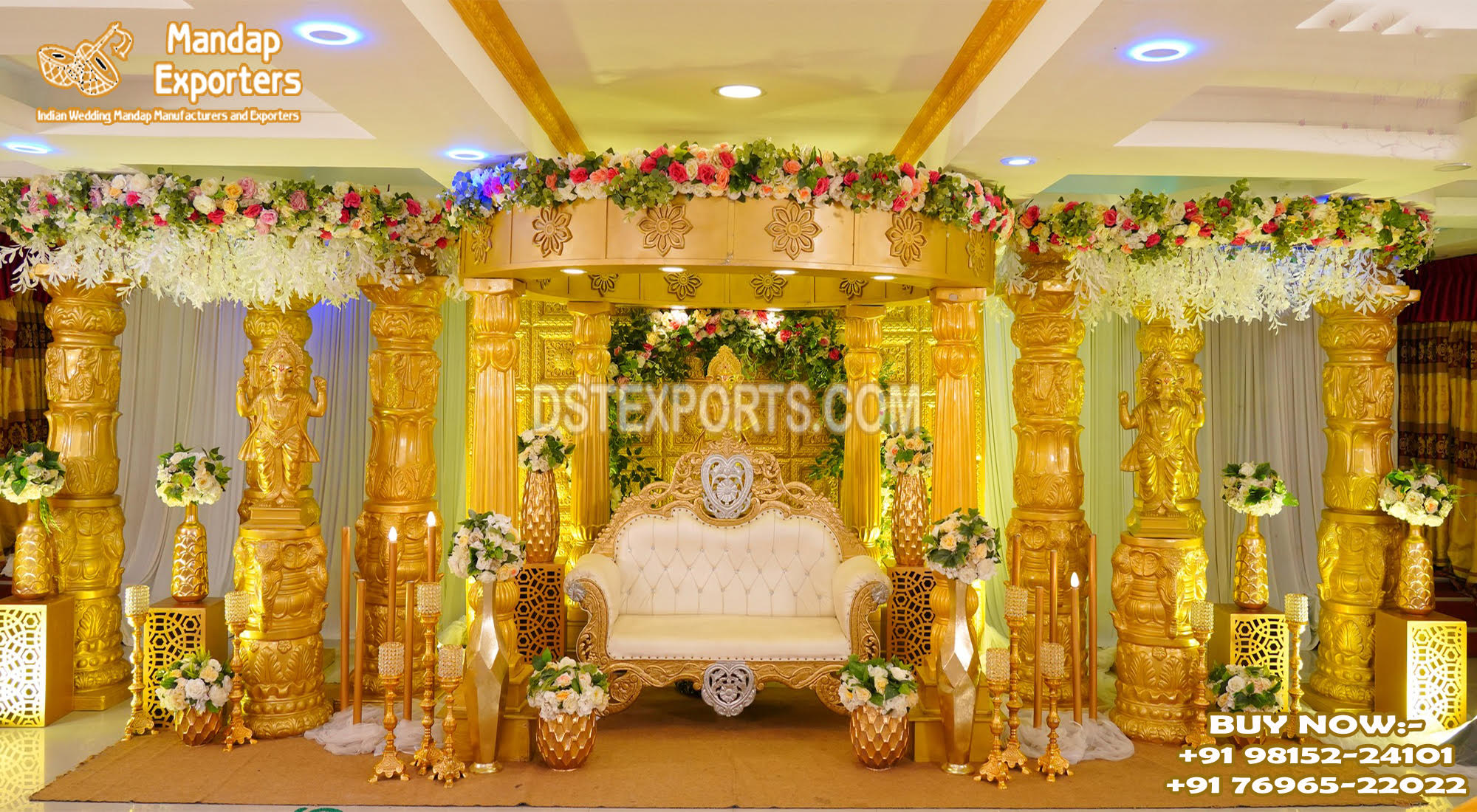 Trending South Indian Gold Theme Stage Decoration