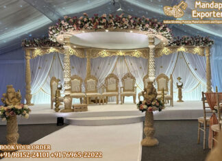 Royal Wooden Look Fiber Mandap For Wedding Royal Wooden Look Fiber Mandap For Wedding