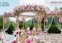 Outdoor Maharani Wedding Wooden Mandap Setup