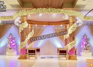 Glamorous Golden Carved Wedding Mandap