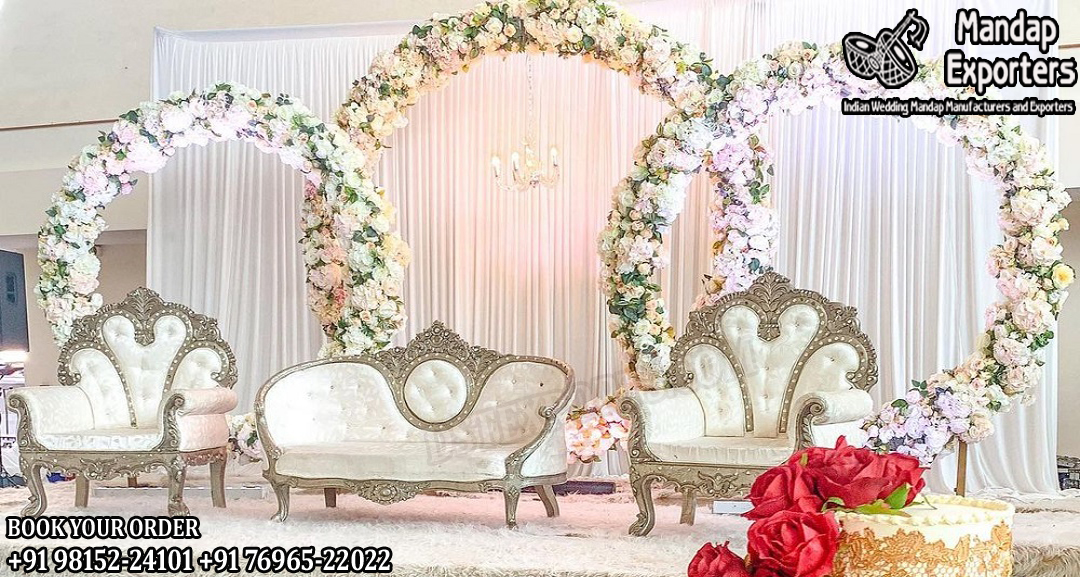 White Royal Arabian Wedding Throne Sofa Set