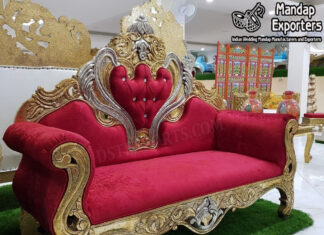 Luxury Wooden Loveseat for Royal Wedding Stage
