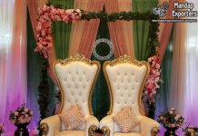 White Gold Couple Chairs For Roka Ceremony