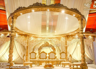 Designer Round Shaped Wooden Mandap Decor UK