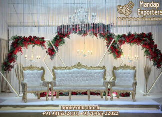 Modern Style White Gold Wedding Sofa Set