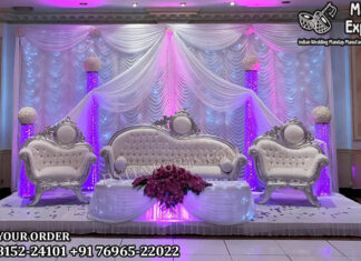 Silver Carved Italian Style Wedding Sofa Set