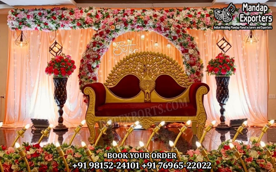 Designer Peacock Carved Wedding Sofa 