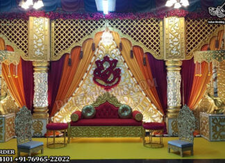 Traditional Rajwada Style Open Wedding Stage Decor