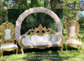 Luxury White Gold Sofa Set For Wedding Reception Luxury White Gold Sofa Set For Wedding Reception
