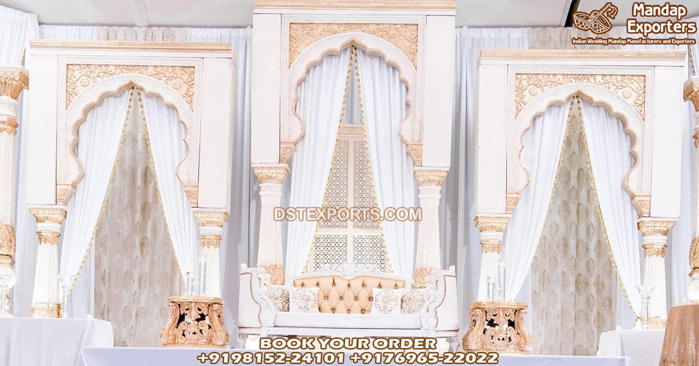 Elegant White Asian Wedding Stage Setup