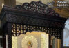 Modern Black Polished Teak Wood Temple Design Modern Black Polished Teak Wood Temple Design
