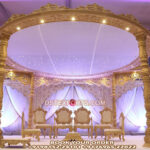 Stylish Wooden Carved Wedding Mandap Setup