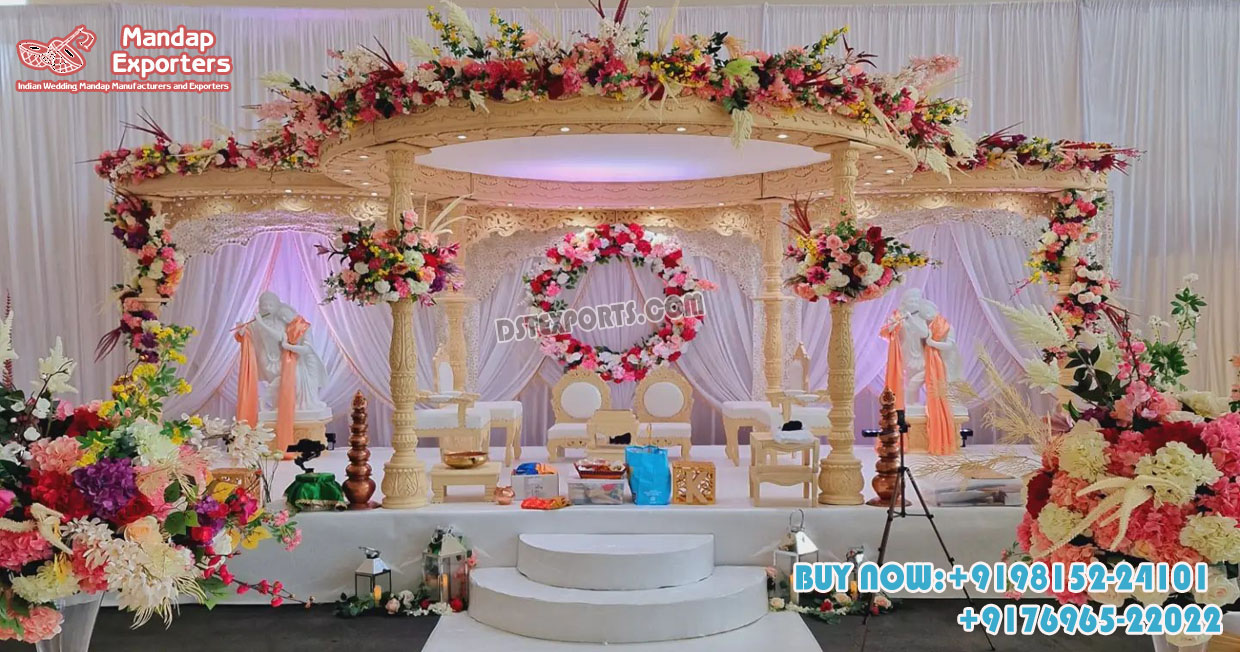 Trending Hand Carved Wooden Wedding Mandap UK