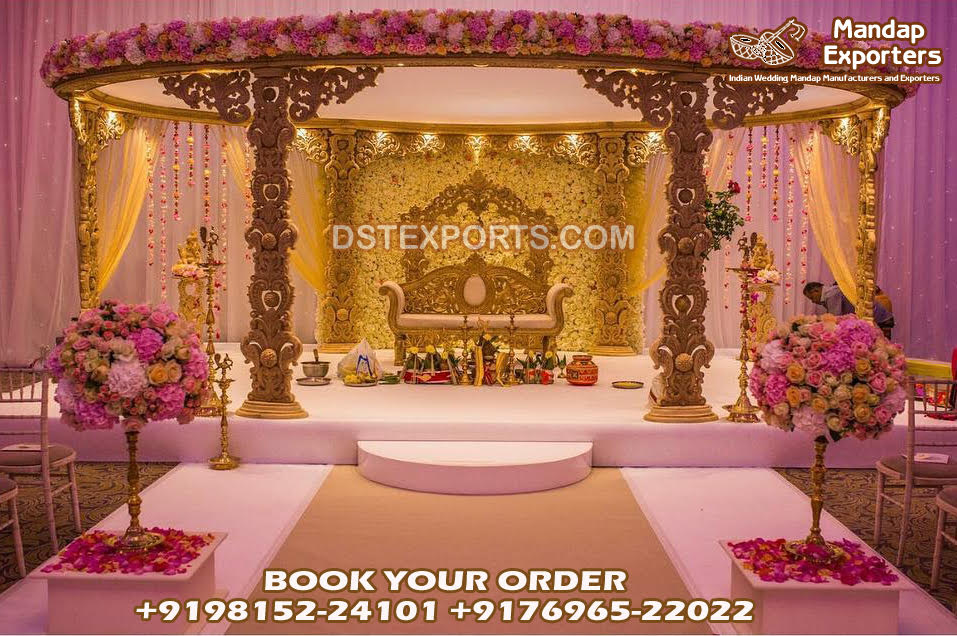 Trendy Indoor Wooden Wedding Mandap Decor