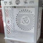 Elegant White Jali Pattern Teak Wood Temple