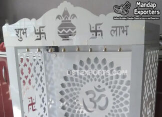Elegant White Jali Pattern Teak Wood Temple Elegant White Jali Pattern Teak Wood Temple
