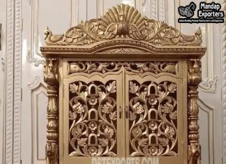 Peacock Style Gold Finish Teak Wood Mandir Peacock Style Gold Finish Teak Wood Mandir