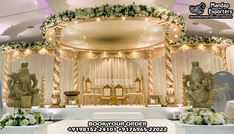 Stylish Spiral Design Wooden Wedding Mandap