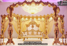 Trendy Wooden Mandap for Indoor Wedding Trendy Wooden Mandap for Indoor Wedding