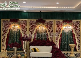 Muslim Nikah Stage With Laser Cut Backdrop Panels Muslim Nikah Stage With Laser Cut Backdrop Panels