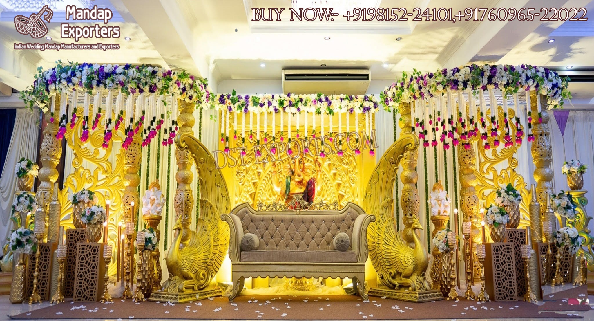 South Indian Wedding Golden Stage Decoration