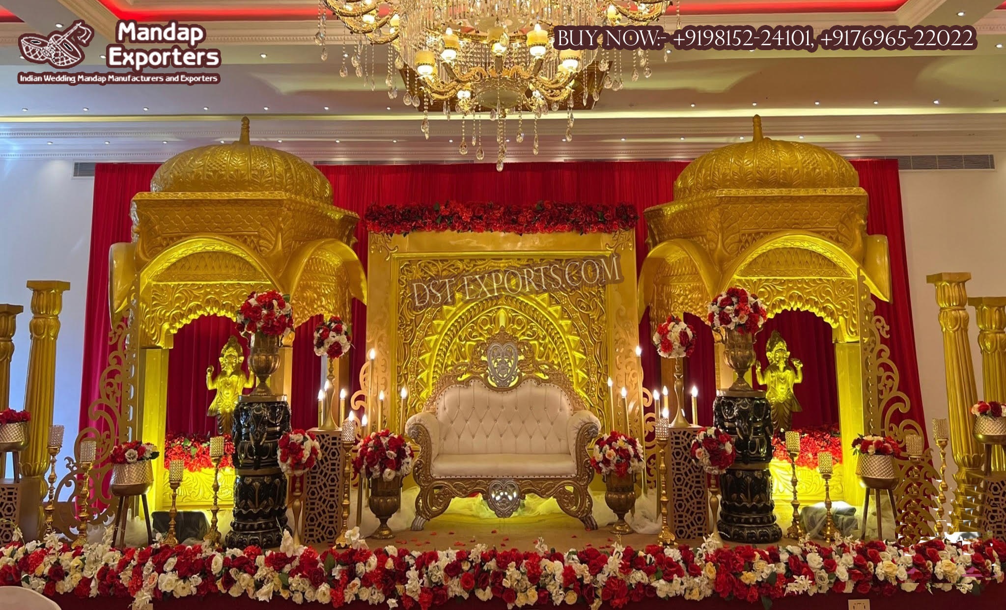 Sri Lankan Wedding Stage Set with Temples