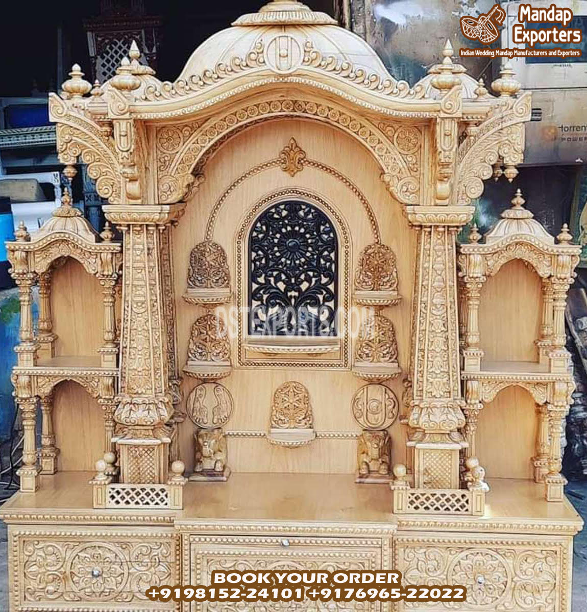 Designer Big Size Teak Wooden Mandir