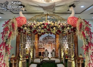 Beautiful Bollywood Wedding Mandap With Dome Designer Metal Dome Mandap For Traditional Weddings