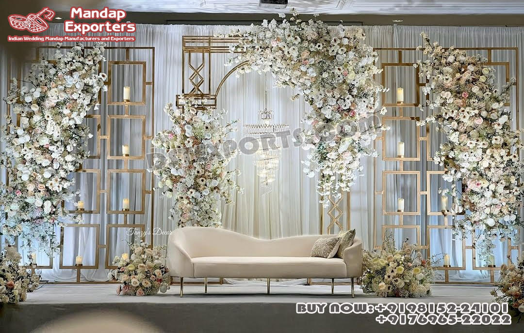 Elegant Anniversary Party Stage Backdrops Metal Panels