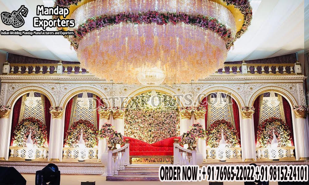 Grand White Theme Stage For Malaysian Weddings