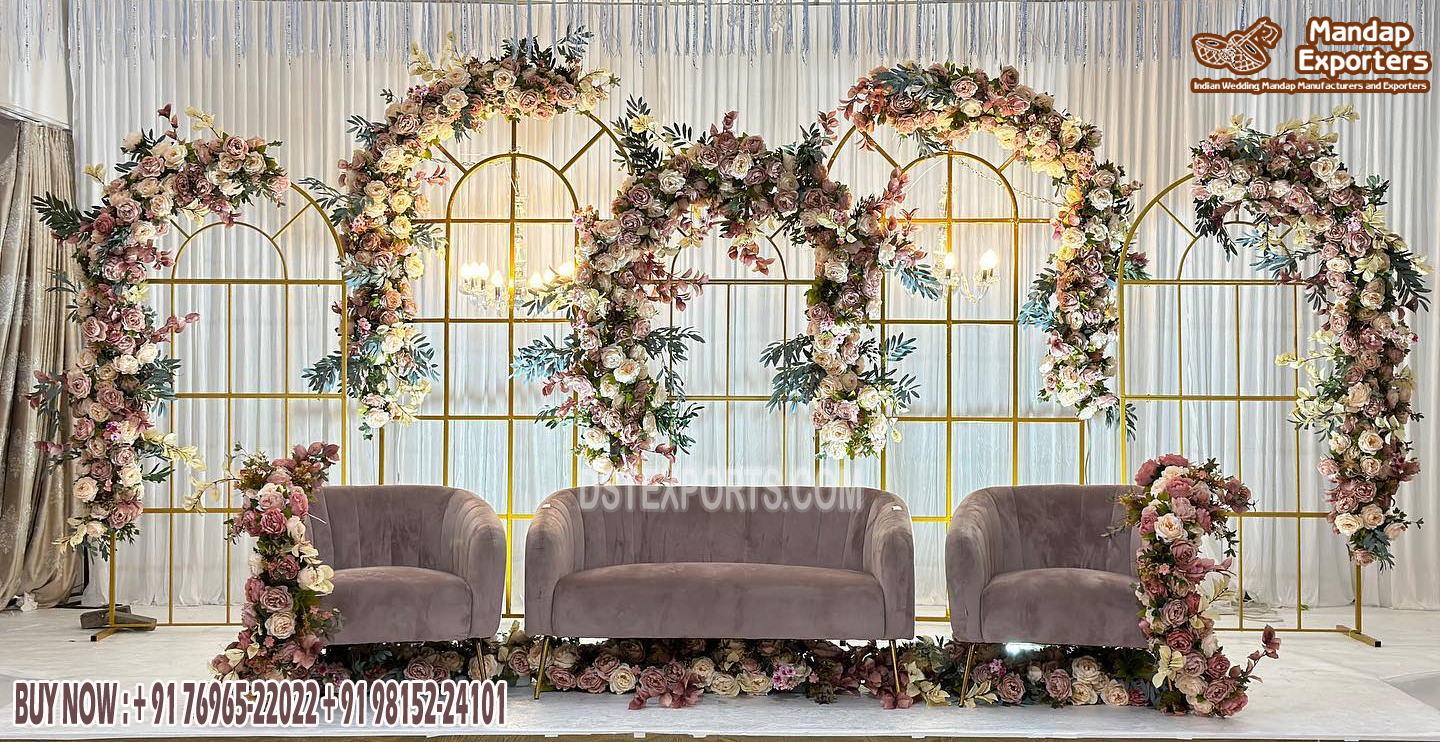 Modern Golden Stainless Steel Wedding Backdrop Arch