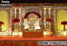 Traditional Ganesha Theme Stage For Indian Weddings Fiberglass State Backdrops