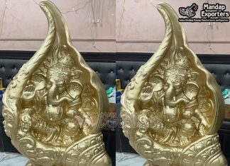 Wedding Decor Fiber Ganesha Idol on Shankh Wedding Decor Fiber Ganesha Idol on Shankh