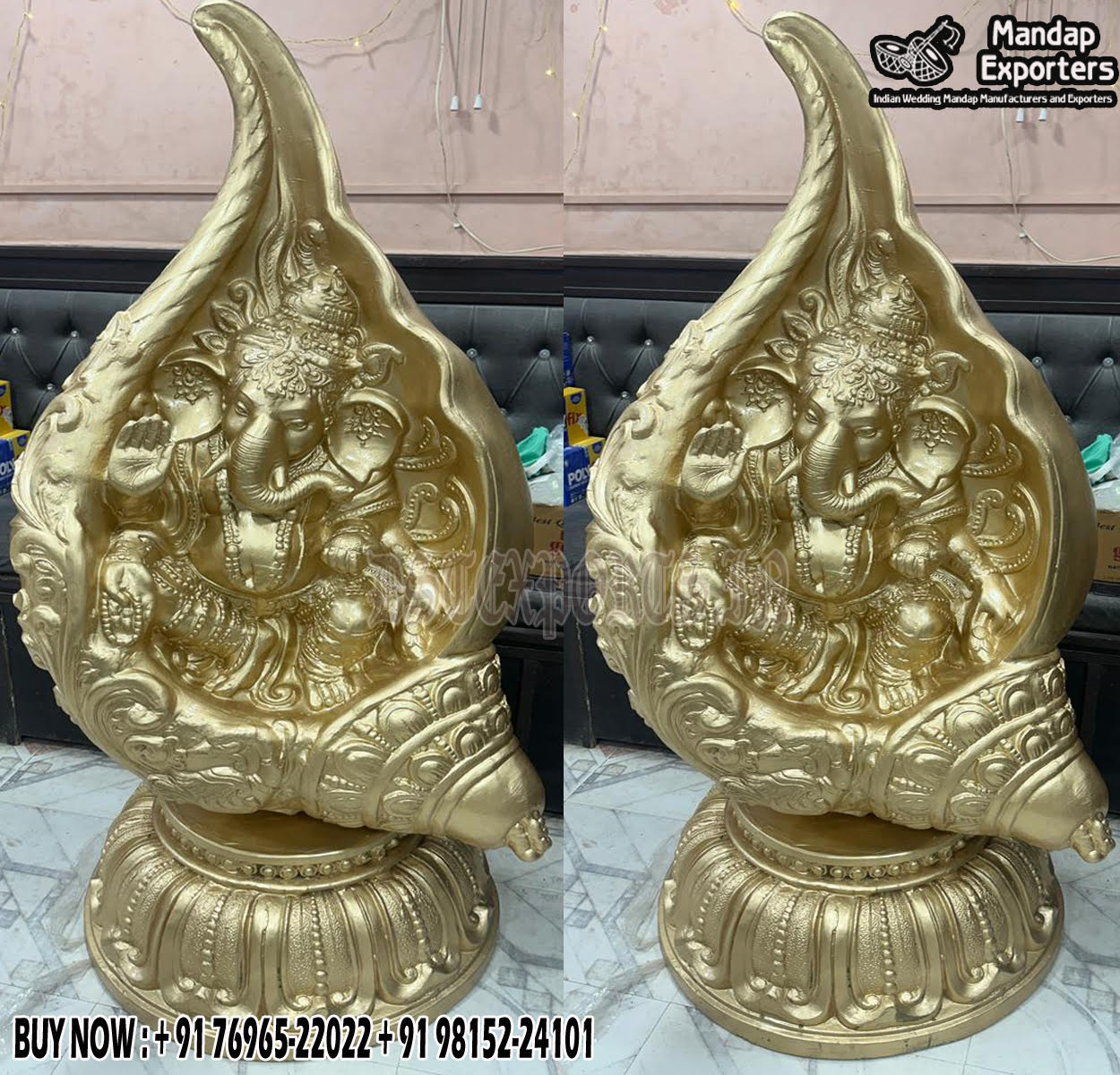 Wedding Decor Fiber Ganesha Idol on Shankh