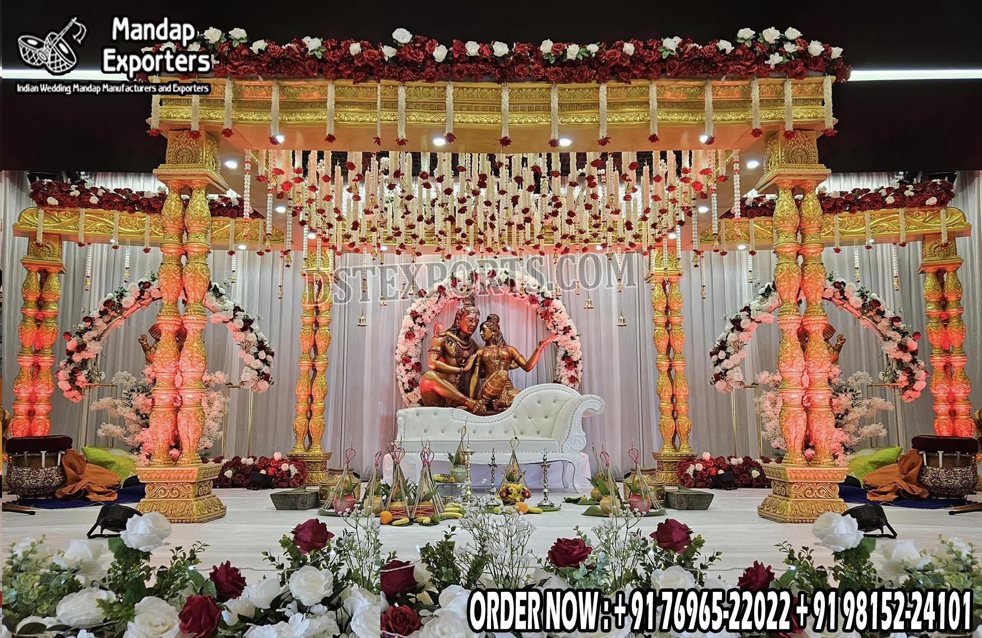 This Wedding Mandap is made of unbreakable fiberglass, light weighted, high quality deco painted.