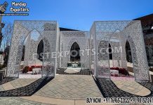 Most Stylish White Morocco Mandap for Outdoor Weddings This mandap is made of high quality metal with laser cut designed and deco painted.