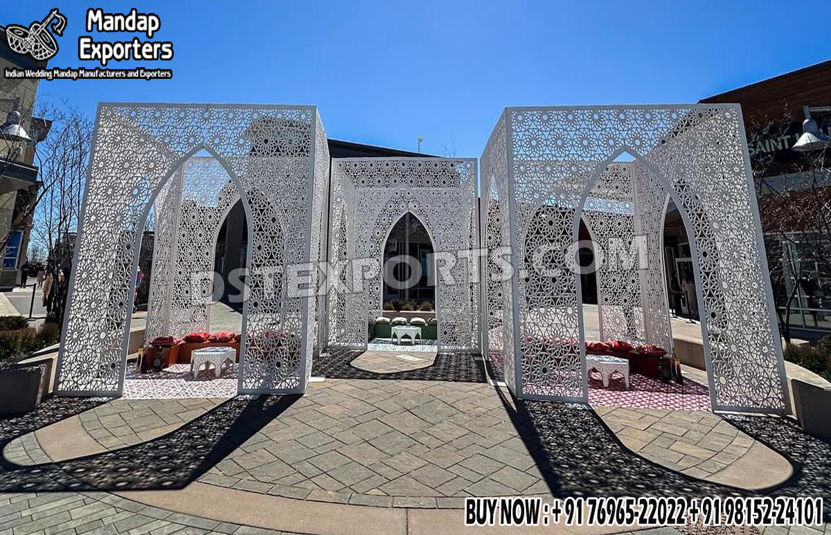 This mandap is made of high quality metal with laser cut designed and deco painted. 
