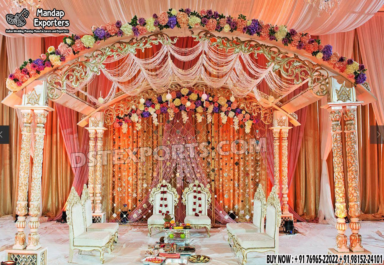 Fiber Mandaps, Wooden Mandaps, Crystal Mandaps, Metal Mandaps, Mandap stage, Indian Mandaps, Modern mandaps, open mandap, Wooden Look Mandap, FRP Mandaps, Antique Mandaps, Brown Mandap, Wooden look fiber mandap
