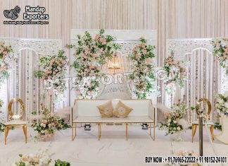 Gorgeous White Mehrab Panels For Reception Stages Wedding Mandaps Wedding Stages Wedding Furniture Horse Drawn Carriages Fiber Decoration Items Mehndi Sangeet and Haldi decor props