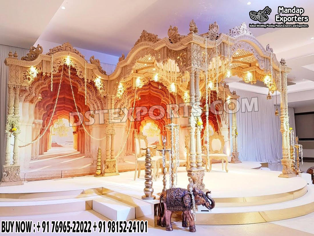 Fiber Mandaps, Wooden Mandaps, Crystal Mandaps, Metal Mandaps, Mandap stage, Indian Mandaps, Modern mandaps, open mandap, Wooden Look Mandap, FRP Mandaps, Antique Mandaps, Brown Mandap, Wooden look fiber mandap