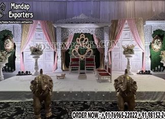 Luxurious White Theme Open Mandap For Weddings This Mandap is made of unbreakable fiberglass with high quality deco paints.